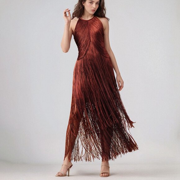 Dresses & Skirts - ✨ STUNNING! Bronze Iridescent Fringe Bodycon Dress